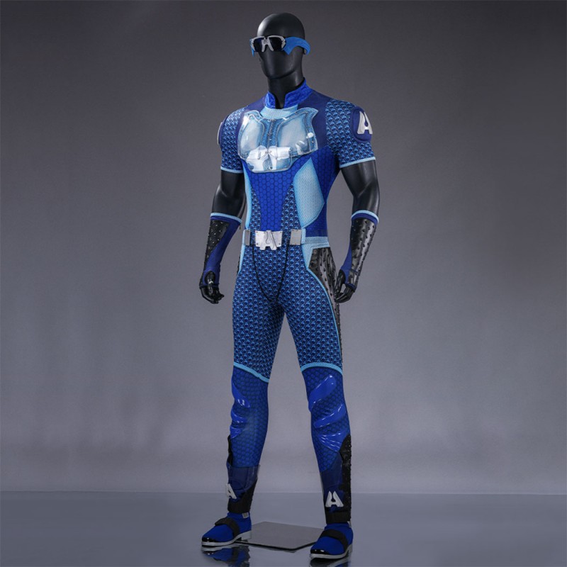 The Boys A-Train Cosplay Costume Superhero Suit Blue Premium Halloween Outfit