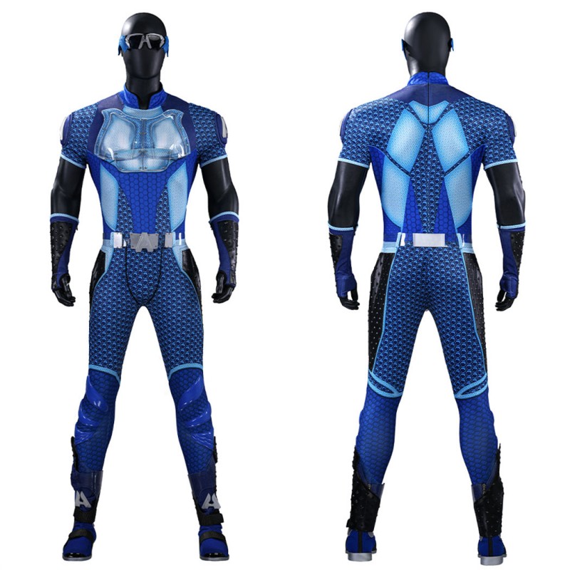 The Boys A-Train Cosplay Costume Superhero Suit Blue Premium Halloween Outfit
