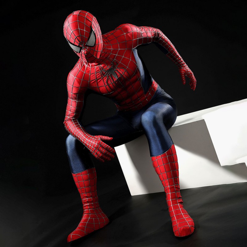 Spider-Man 2 Tobey Maguire Peter Parker Cosplay Costume Premium Superhero Suit for Halloween