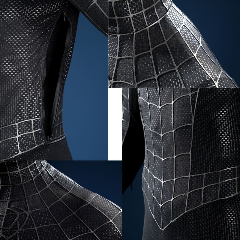Venom Eddie Brock Cosplay Costume Spider-Man 3 Symbiote Suit Lycra Black Premium Outfit for Men