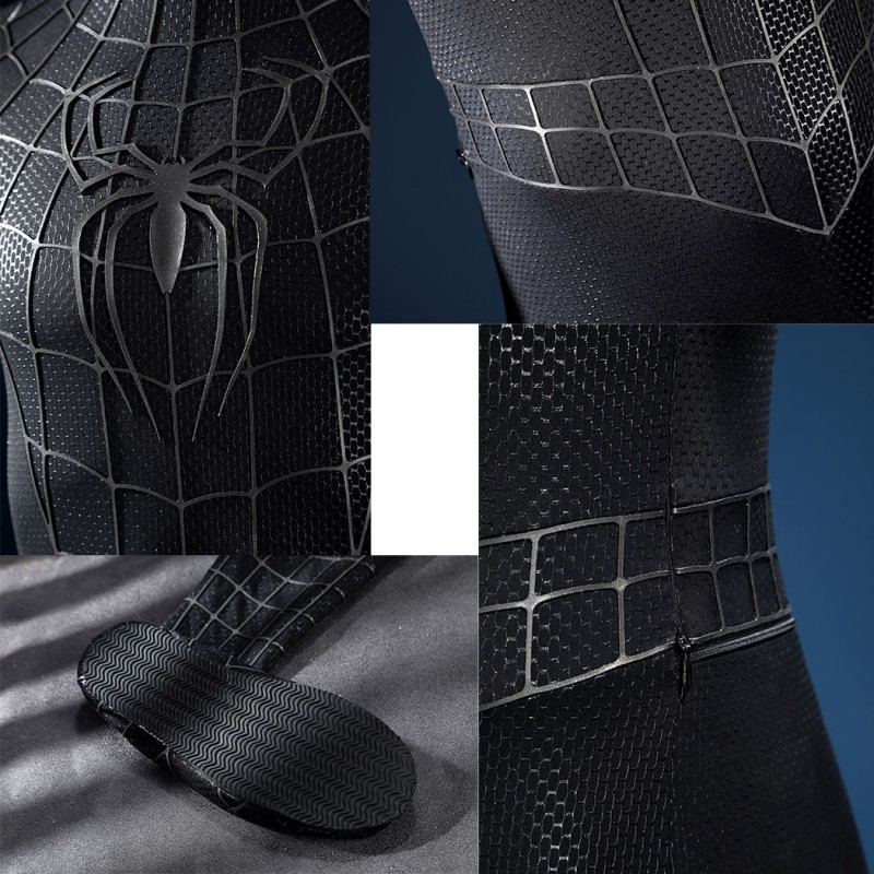 Venom Eddie Brock Cosplay Costume Spider-Man 3 Symbiote Suit Lycra Black Premium Outfit for Men
