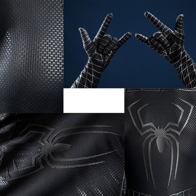 Venom Eddie Brock Cosplay Costume Spider-Man 3 Symbiote Suit Lycra Black Premium Outfit for Men