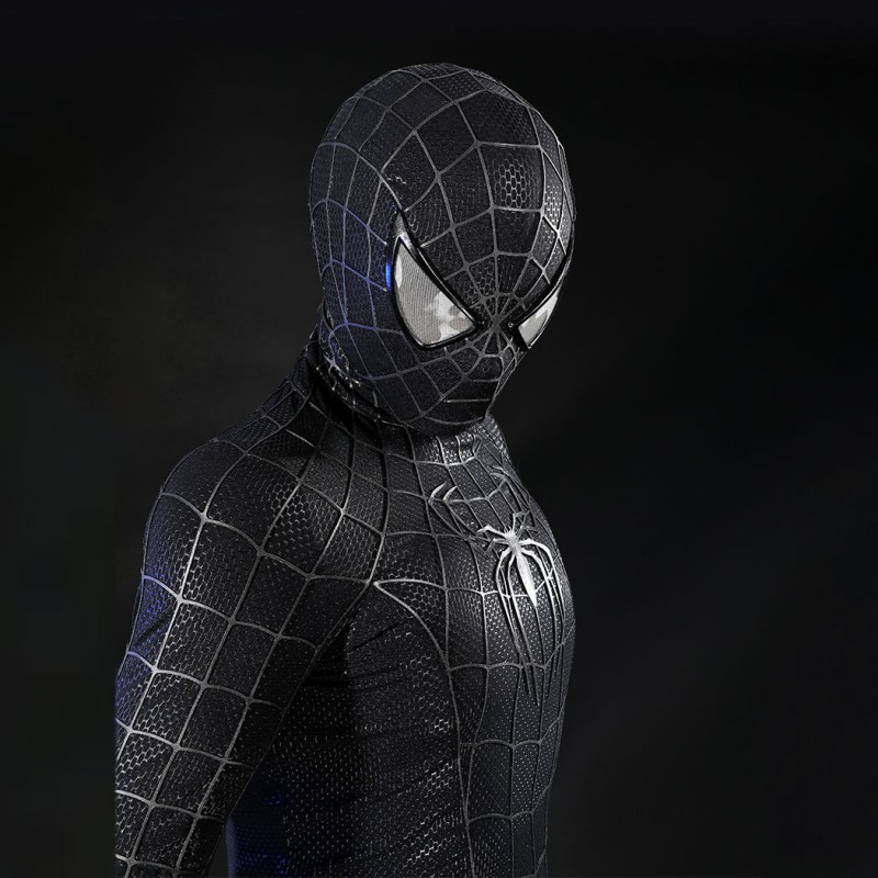 Venom Eddie Brock Cosplay Costume Spider-Man 3 Symbiote Suit Lycra Black Premium Outfit for Men