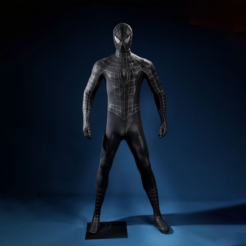 Venom Eddie Brock Cosplay Costume Spider-Man 3 Symbiote Suit Lycra Black Premium Outfit for Men