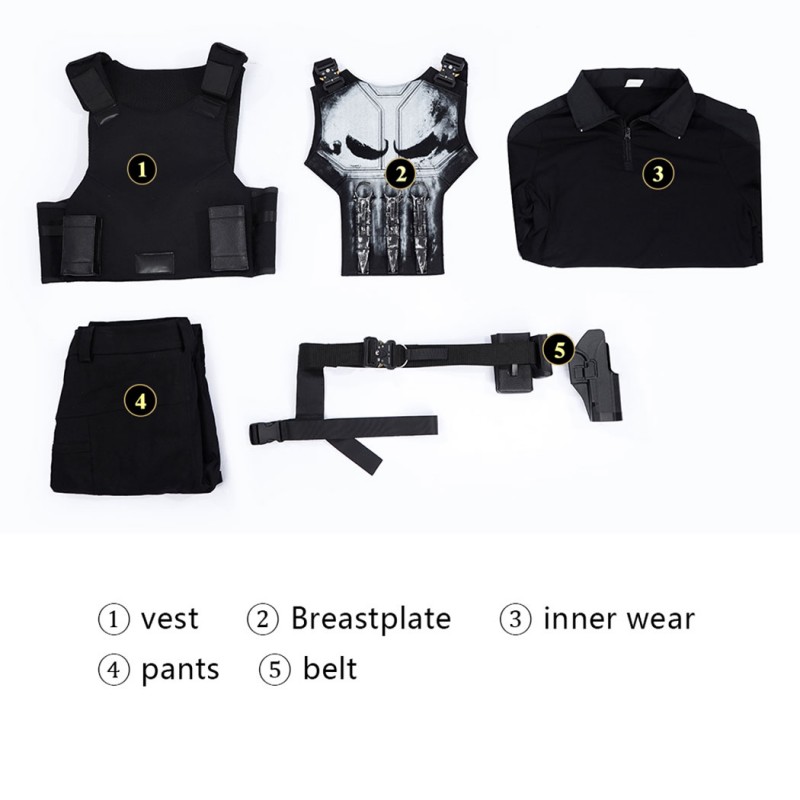 Spider-Man Brand New Day Punisher Cosplay Costume Superhero Halloween Outfit Premium Black Suit