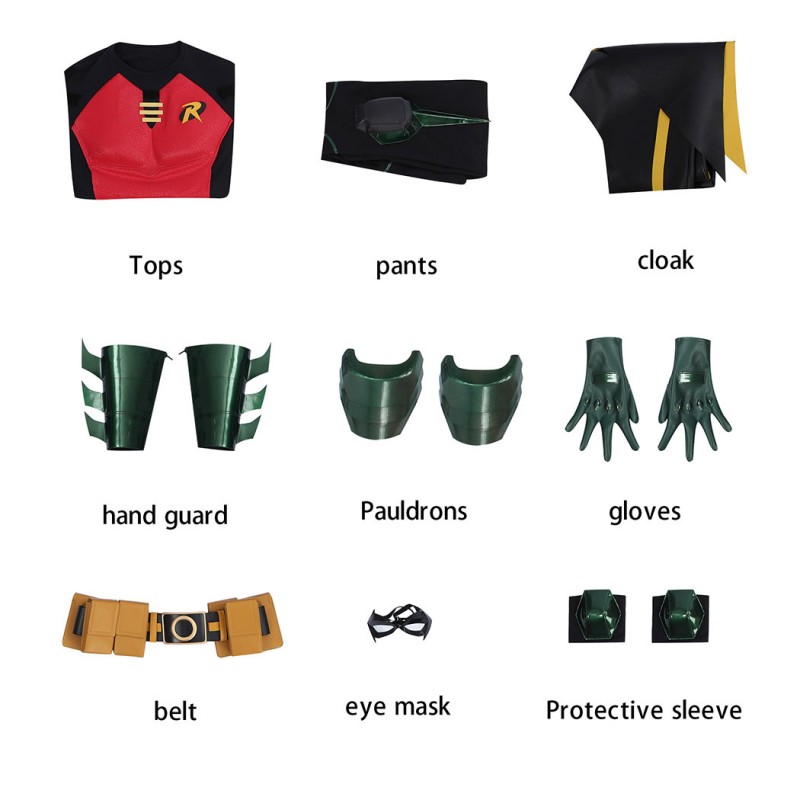 Red Robin Cosplay Costume Tim Drake Halloween Suit