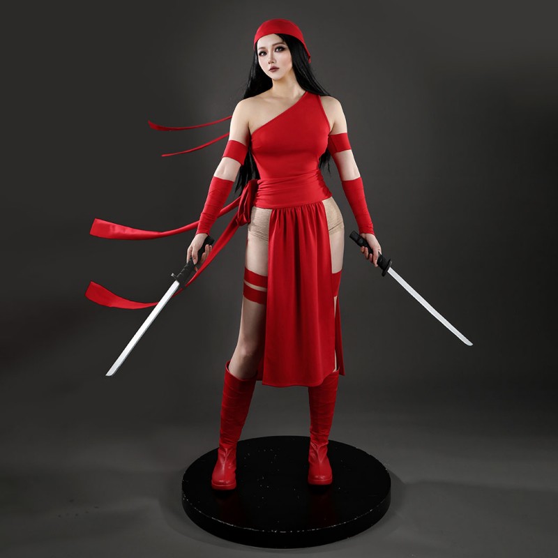 Elektra Natchio Cosplay Costume Daredevil Comic Red Jumpsuit for Women