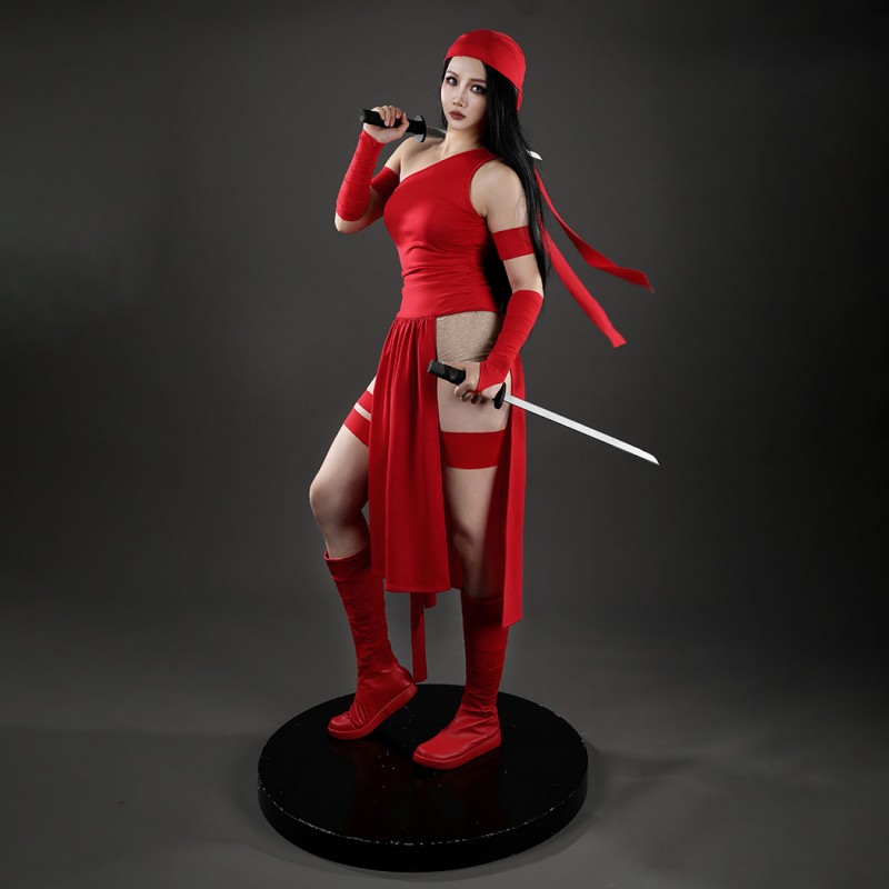 Elektra Natchio Cosplay Costume Daredevil Comic Red Jumpsuit for Women