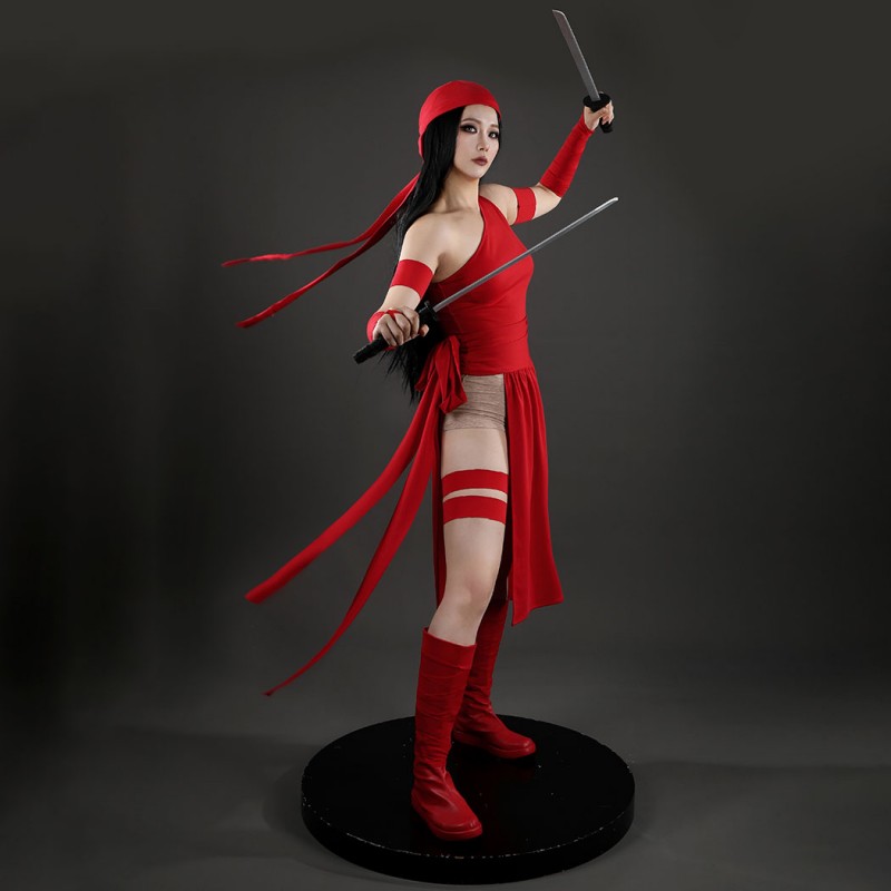 Elektra Natchio Cosplay Costume Daredevil Comic Red Jumpsuit for Women