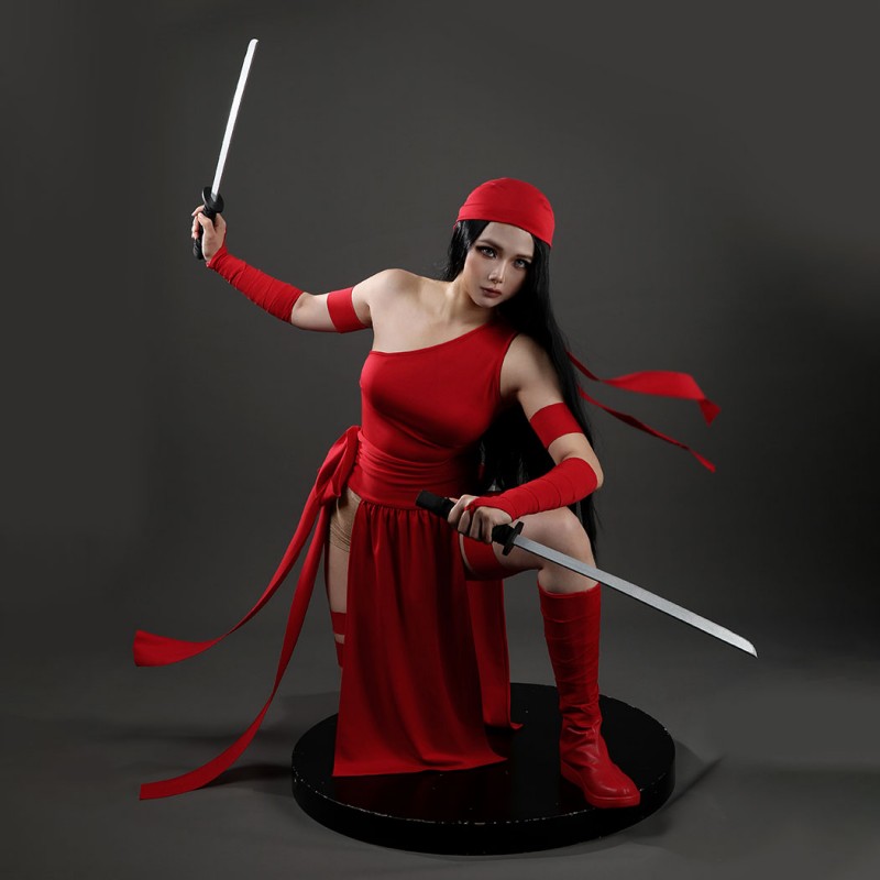 Elektra Natchio Cosplay Costume Daredevil Comic Red Jumpsuit for Women