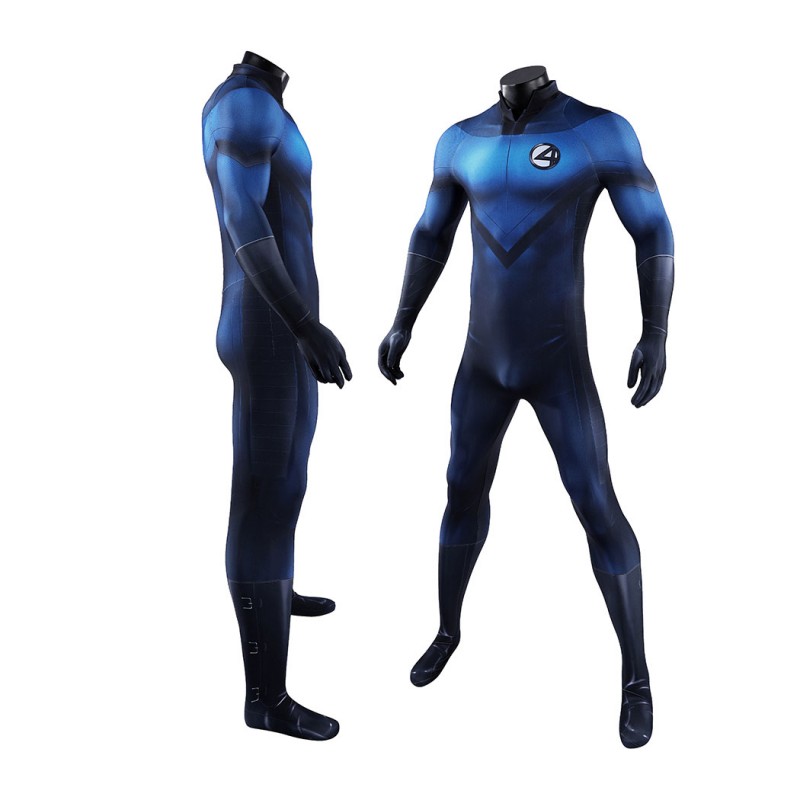 Human Torch Cosplay Costume Fantastic Four Johnny Storm Printed Polyester Jumpsuit Superhero Suit