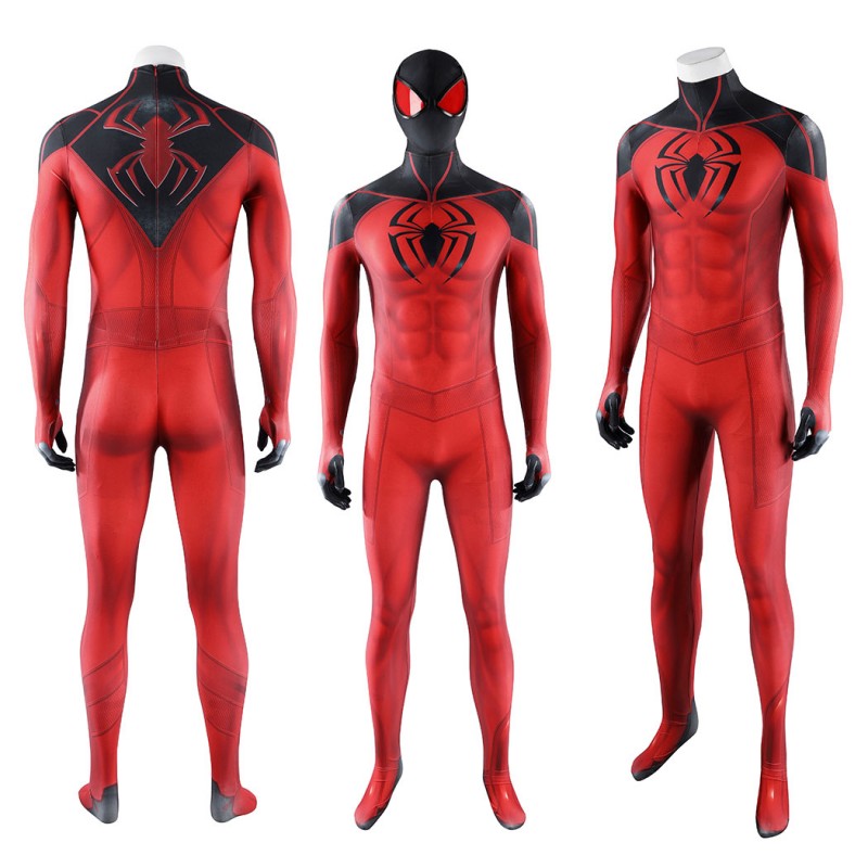 Scarlet Spider Cosplay Costume Spider-Man Printed Jumpsuit Superhero Suit for Men