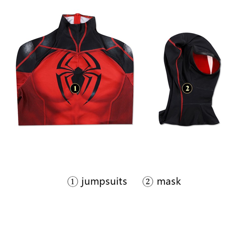Scarlet Spider Cosplay Costume Spider-Man Printed Jumpsuit Superhero Suit for Men