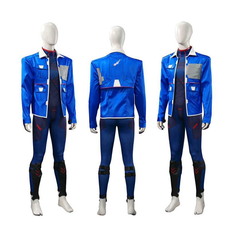 Cyberpunk Edgerunners 2 D Blue Costume Men Cosplay Suit Full Set