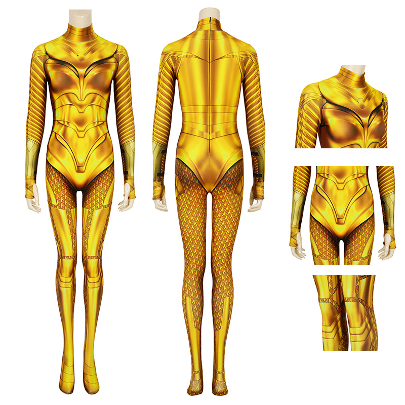 Diana Prince Polyester Zentai Jumpsuit Woman 1984 Golden Cosplay Costume