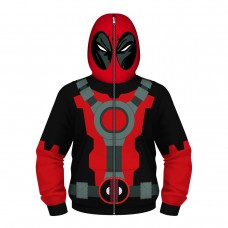 Kids Deadpool Zip Up Long Sleeve Hoodies