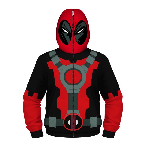 Kids Deadpool Zip Up Long Sleeve Hoodies Champion Cosplay