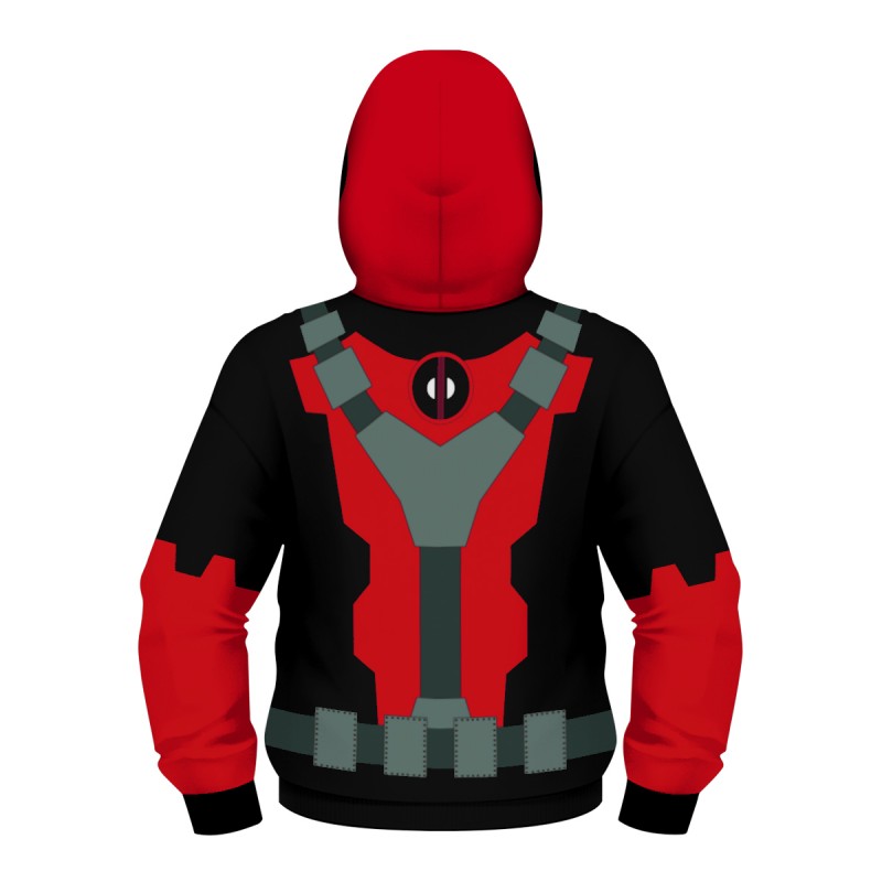 Kids Deadpool Zip Up Long Sleeve Hoodies