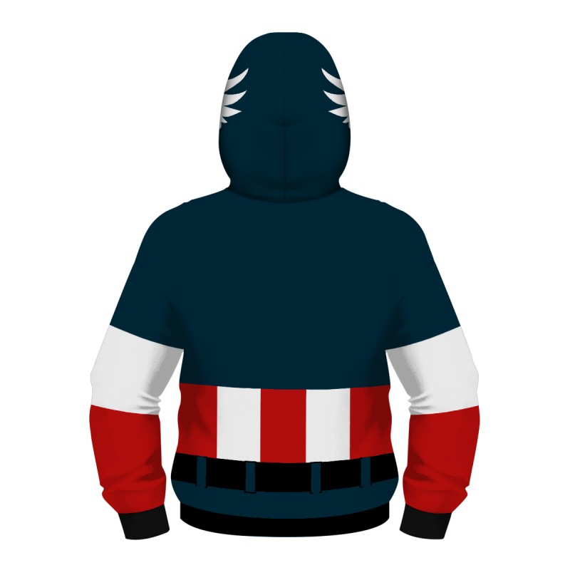 Kids Captain America Zip Up Long Sleeve Hoodies