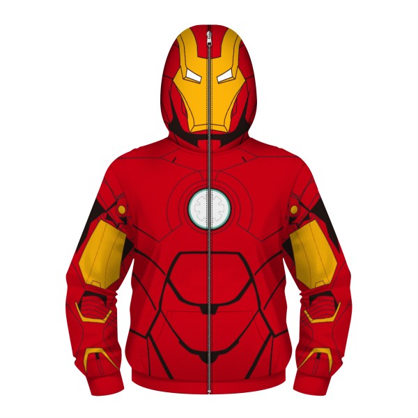 Kids Iron Man Zip Up Long Sleeve Hoodies - Champion Cosplay