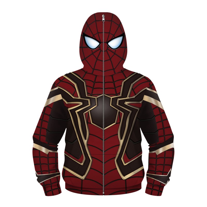 Kids Iron Spider Armor Hoodie Spider-Man Zip Up Sweatshirt