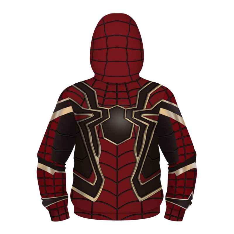 Kids Iron Spider Armor Hoodie Spider-Man Zip Up Sweatshirt