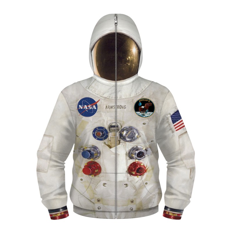 Kids Nasa Astronaut Zip Up Long Sleeve Hoodie
