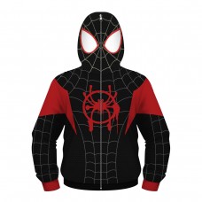 Kids Miles Morales Zip Up Hoodie Spider-Man Fashion Sweatshirt