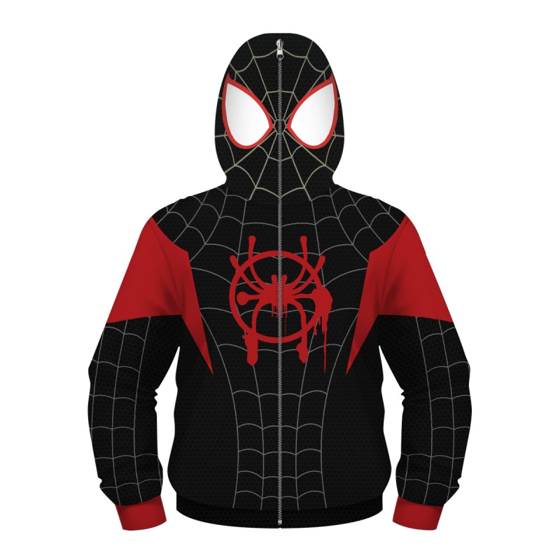 Kids Miles Morales Zip Up Hoodie Spider-Man Fashion Sweatshirt