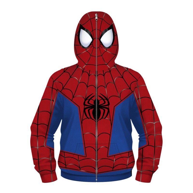 Kids Spiderman Zip Up Long Sleeve Hoodies