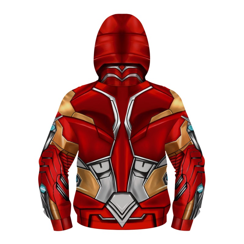 Kids New Iron Man Fashion Zip Up Long Sleeve Hoodies