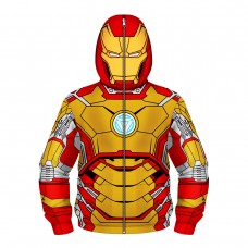 Iron Man Fashion Zip Up Long Sleeve Hoodie For Kids