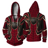 3D Print Pattern Avengers Endgame Spider Man Zip Up Hoodie