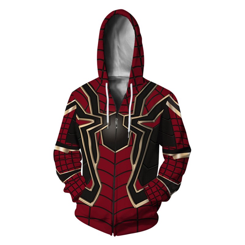 3D Print Pattern Avengers Endgame Spider Man Zip Up Hoodie