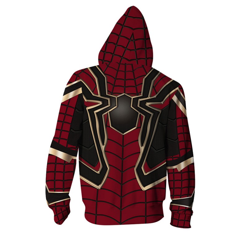 3D Print Pattern Avengers Endgame Spider Man Zip Up Hoodie