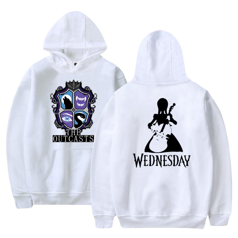 Wednesday Addams Hoodies Outcasts 2D Print Swearshirts Unisex