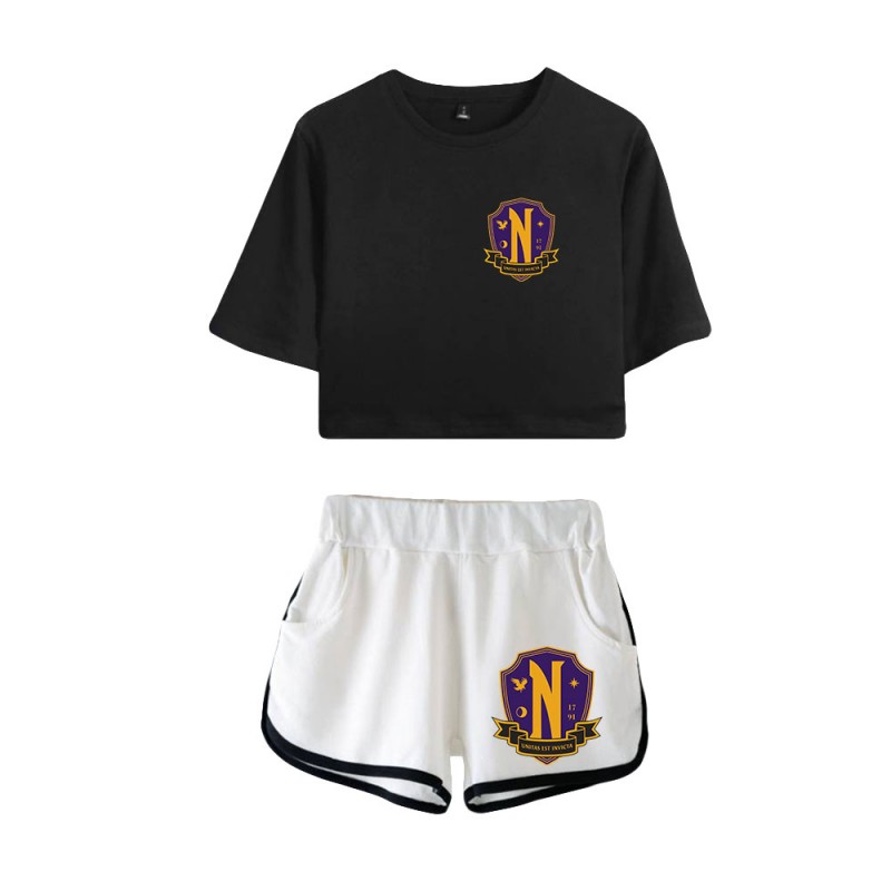Wednesday Addams T-shirt Nevermore Academy Shorts