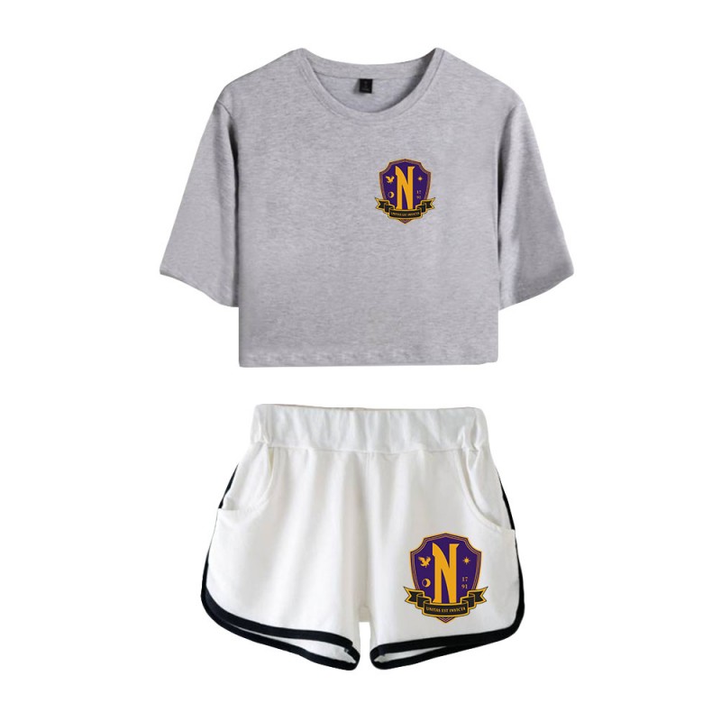 Wednesday Addams T-shirt Nevermore Academy Shorts
