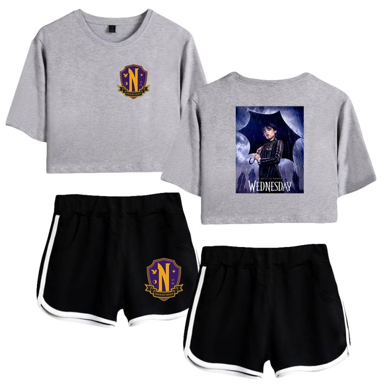 Wednesday Addams T-shirt Nevermore Academy Shorts