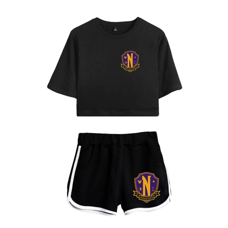 Wednesday Addams T-shirt Nevermore Academy Shorts