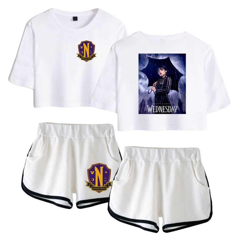 Wednesday Addams T-shirt Nevermore Academy Shorts