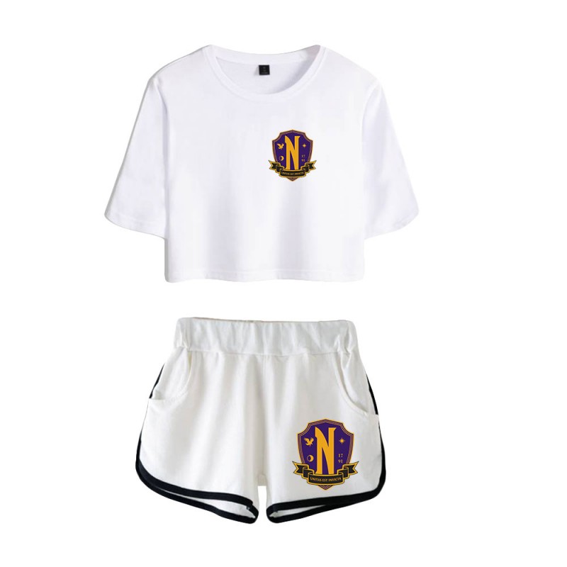 Wednesday Addams T-shirt Nevermore Academy Shorts