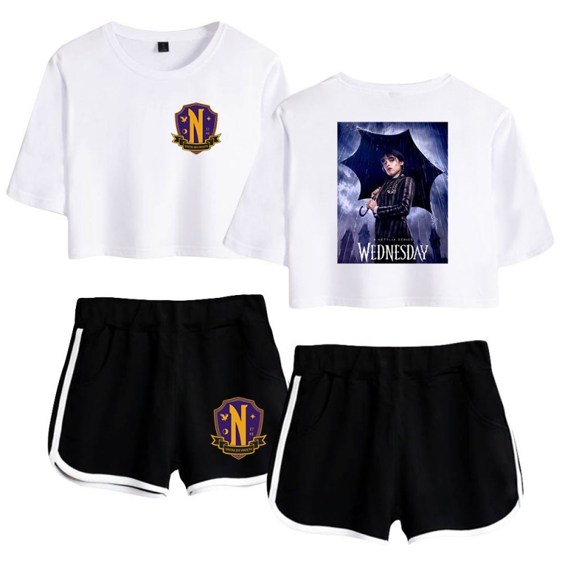 Wednesday Addams T-shirt Nevermore Academy Shorts
