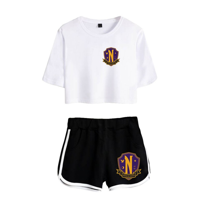 Wednesday Addams T-shirt Nevermore Academy Shorts