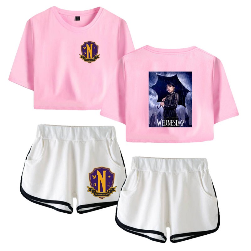 Wednesday Addams T-shirt Nevermore Academy Shorts