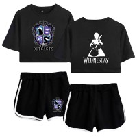 The Outcasts Crop Top Wednesday Addams Shorts T-shirt