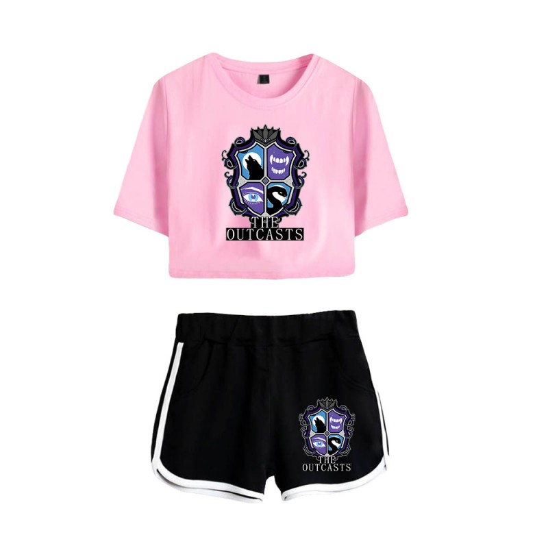 The Outcasts Crop Top Wednesday Addams Shorts T-shirt