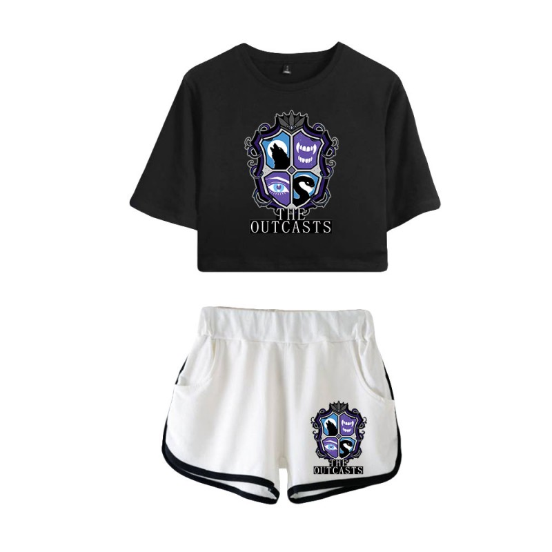 The Outcasts Crop Top Wednesday Addams Shorts T-shirt