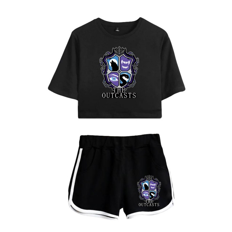 The Outcasts Crop Top Wednesday Addams Shorts T-shirt