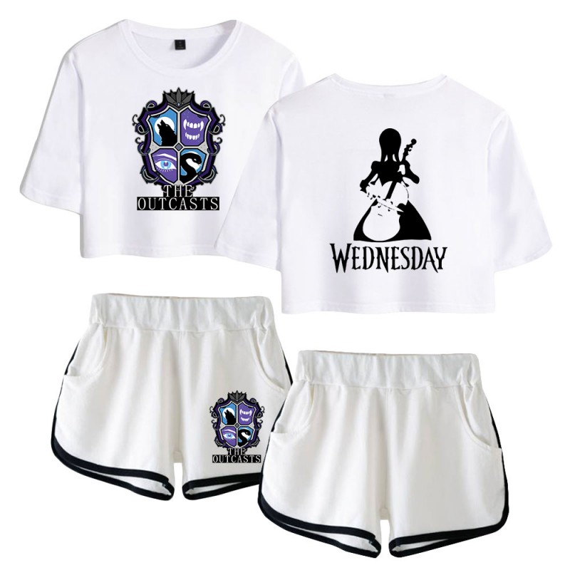 The Outcasts Crop Top Wednesday Addams Shorts T-shirt